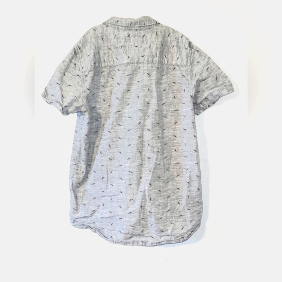 Boys Denim & Flower Gray Bird Print Cotton Short Sleeve Button Down Shirt 11/12 - Picture 2 of 8